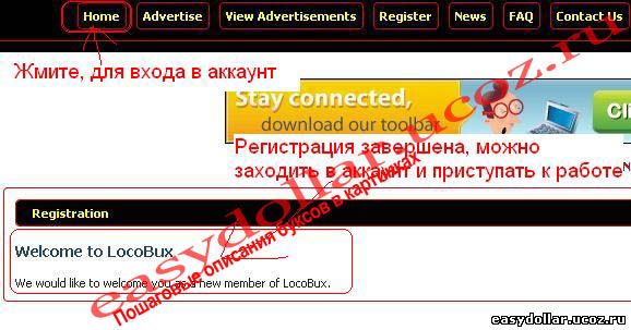 Пример регистрации в Locobux